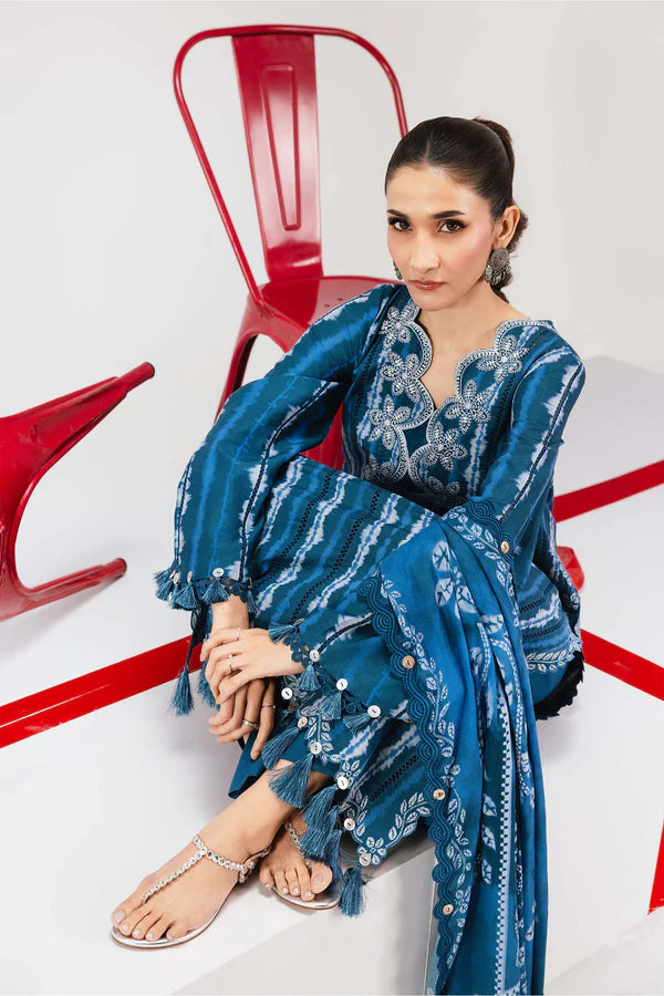 3 Pc Unstitched Embroidered Lawn Suit - MB-CUSV13-14B