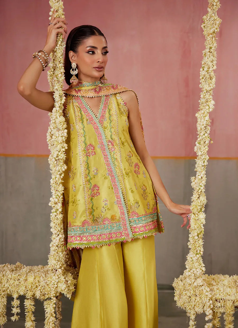 Farah Talib Aziz Mayna Festive Prints '25 - Zaria Kiwi Shirt And Dupatta