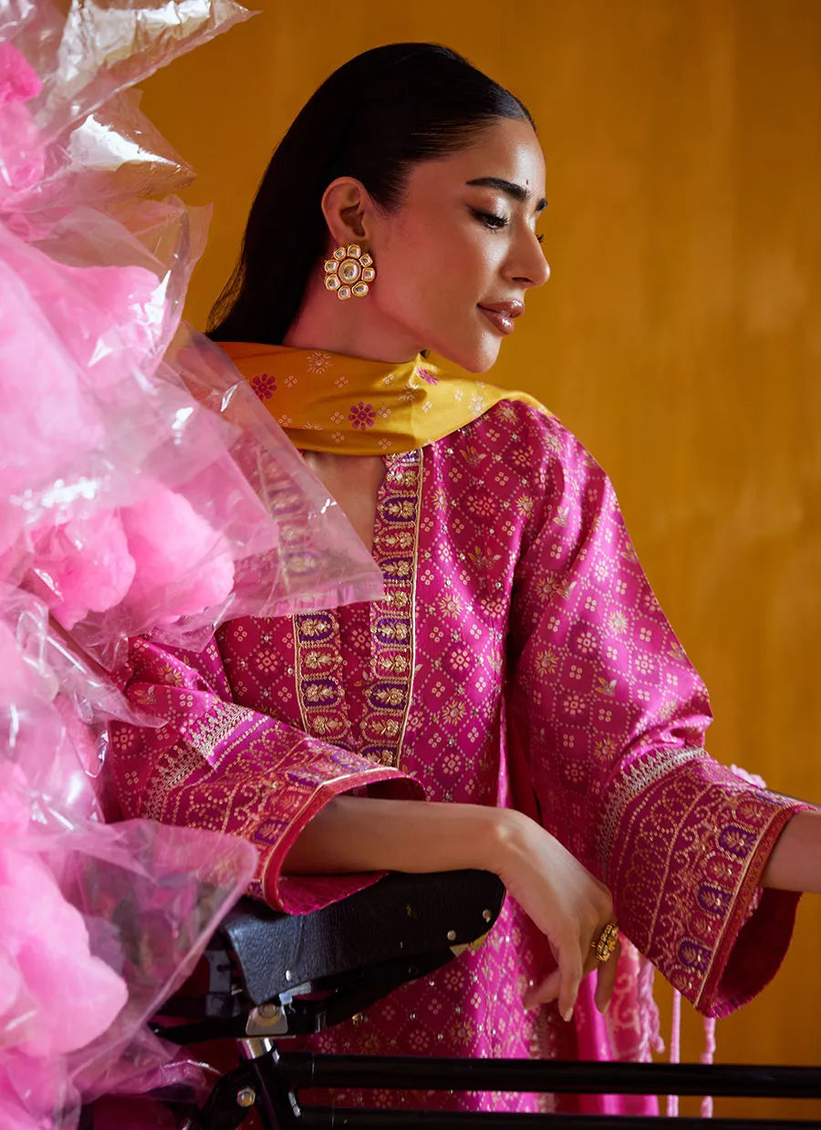 Farah Talib Aziz Mayna Festive Prints '25 - Nazli Hot Pink Shirt And Dupatta