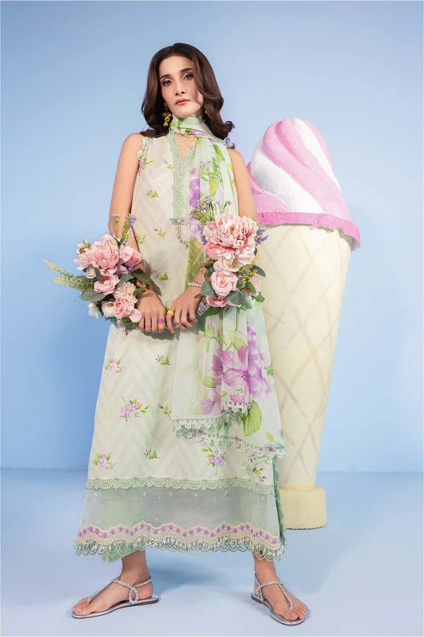 3 Pc Unstitched Embroidered Lawn Suit - MB-CUSV13-15B