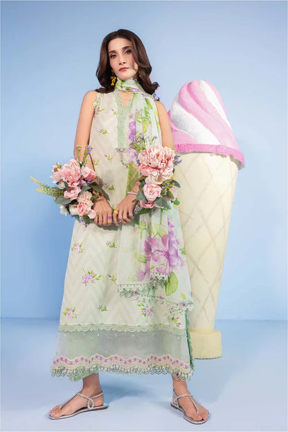 3 Pc Unstitched Embroidered Lawn Suit - MB-CUSV13-15B