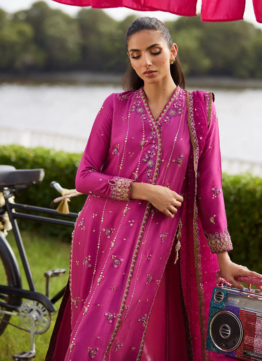 Farah Talib Aziz Mayna Festive Luxe Pret '25 - Mirage Magenta Shirt And Dupatta