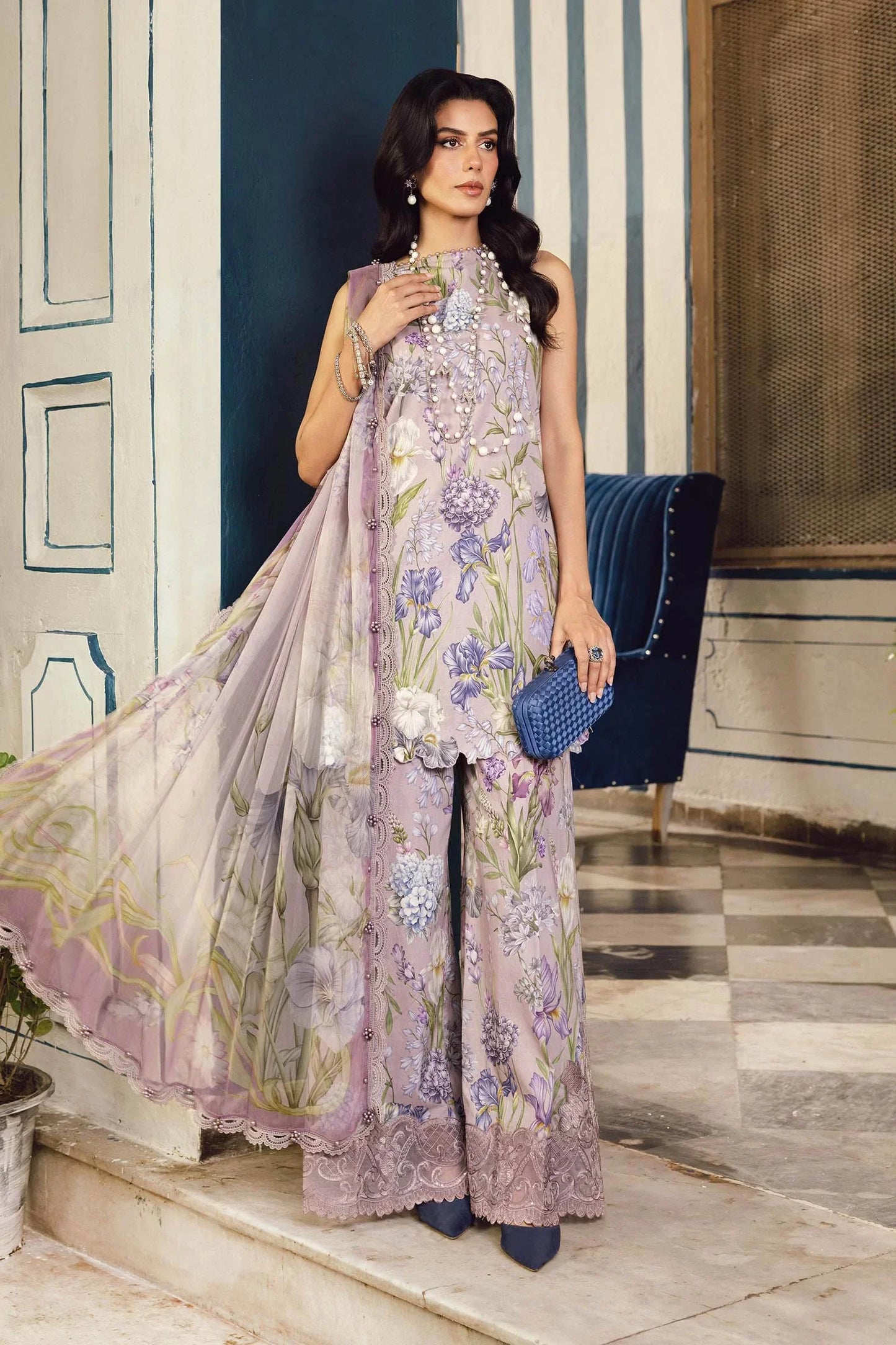 Maria.B M-Prints Unstitched '25 - Embroidered Cambric Suit | MPT-2708-A