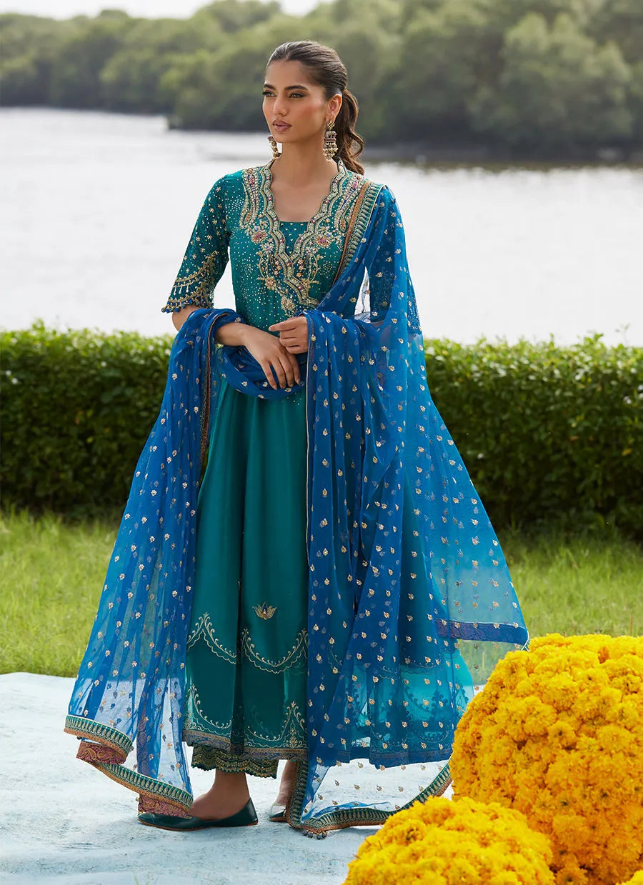 Farah Talib Aziz Mayna Festive Luxe Pret '25 - Empress Emerald Kalidaar And Dupatta