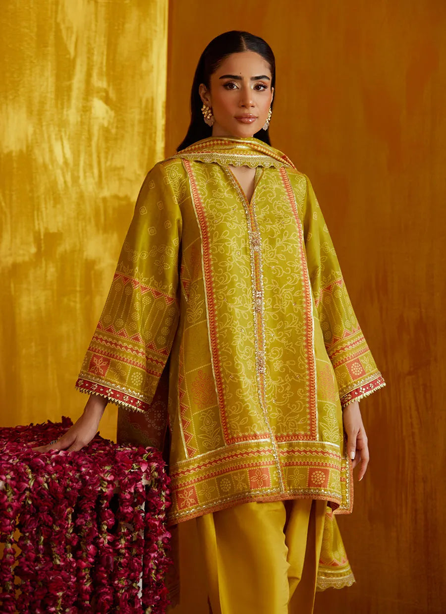 Farah Talib Aziz Mayna Festive Prints '25 - Nevada Kiwi Shirt And Dupatta