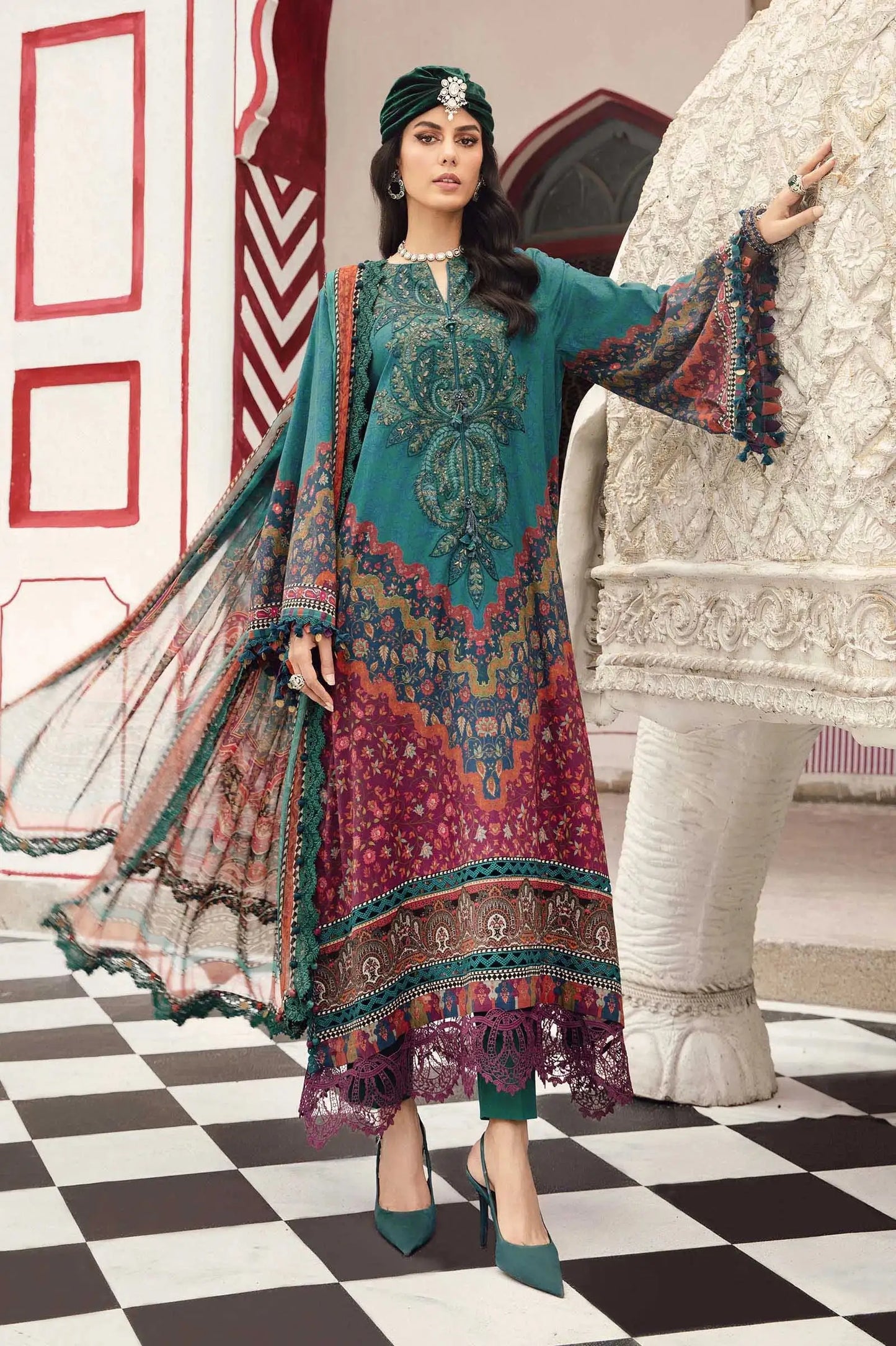 Maria.B M-Prints Unstitched '25 - Embroidered Cambric Suit | MPT-2710-B