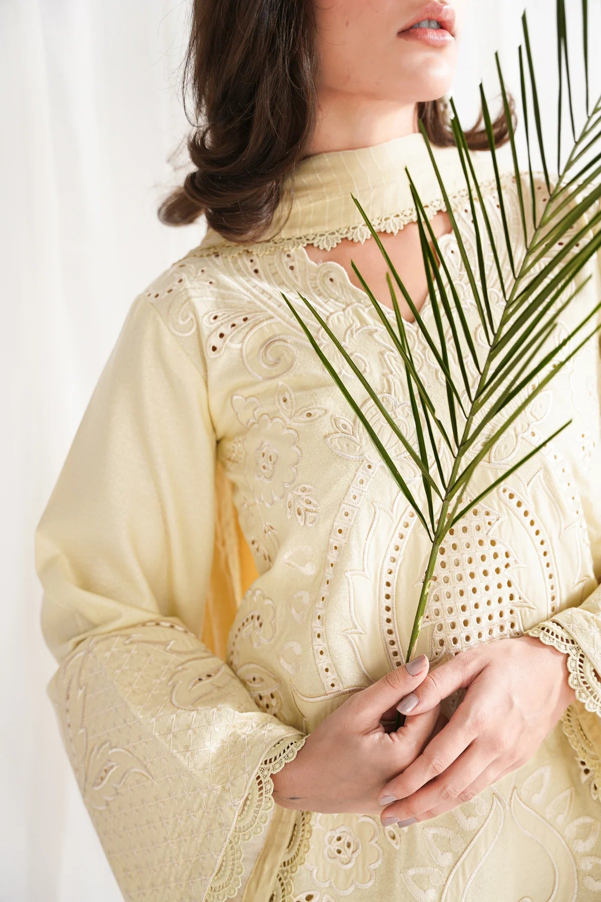 Zaib SS Eid Pret '25- BUTTER YELLOW LUXURY EMBROIDERED 3PCS SET NPA3-25420