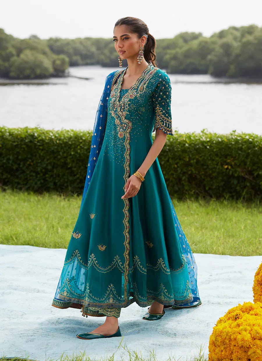 Farah Talib Aziz Mayna Festive Luxe Pret '25 - Empress Emerald Kalidaar And Dupatta