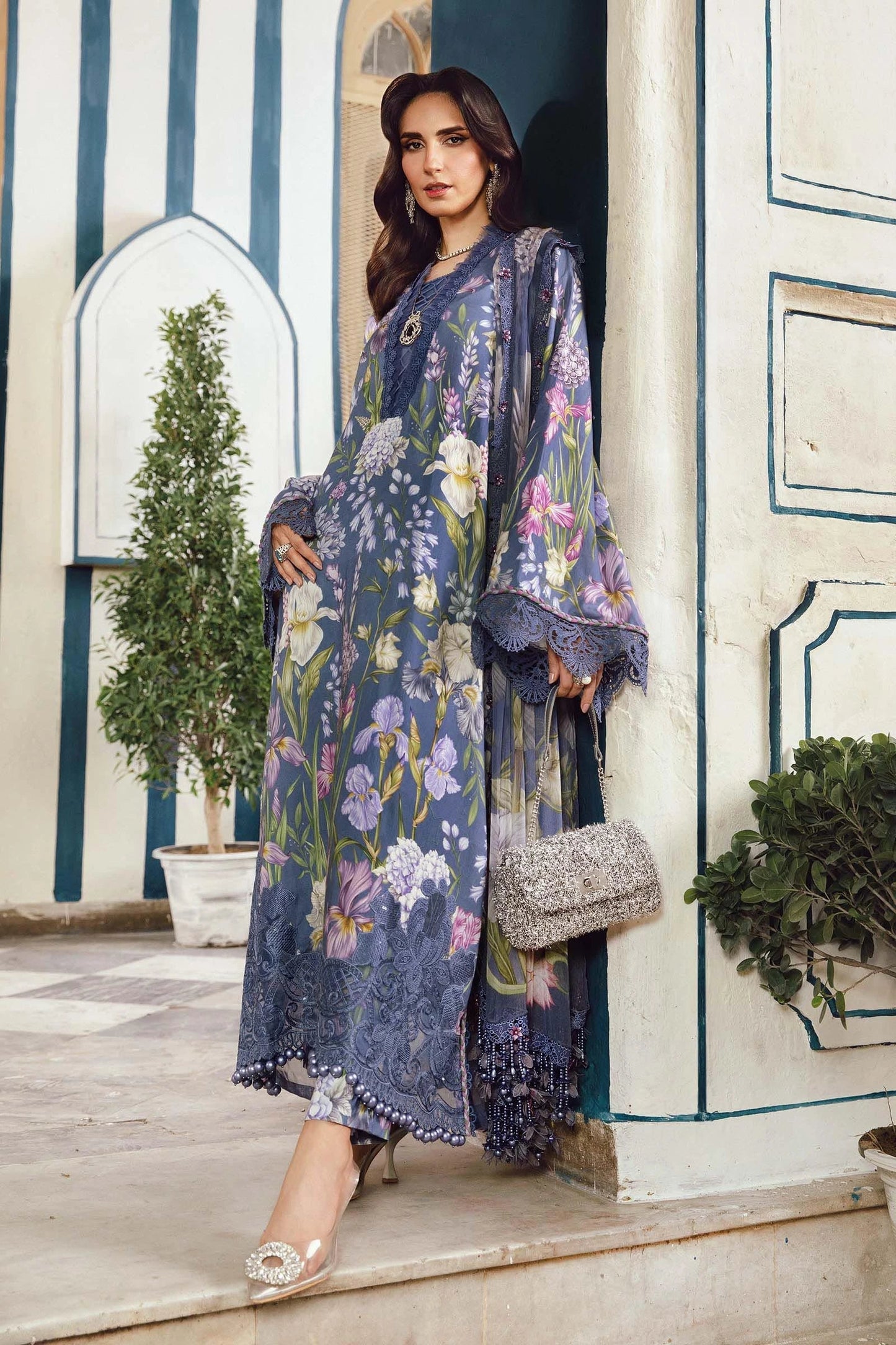 Maria.B M-Prints Unstitched '25 - Embroidered Cambric Suit | MPT-2708-B