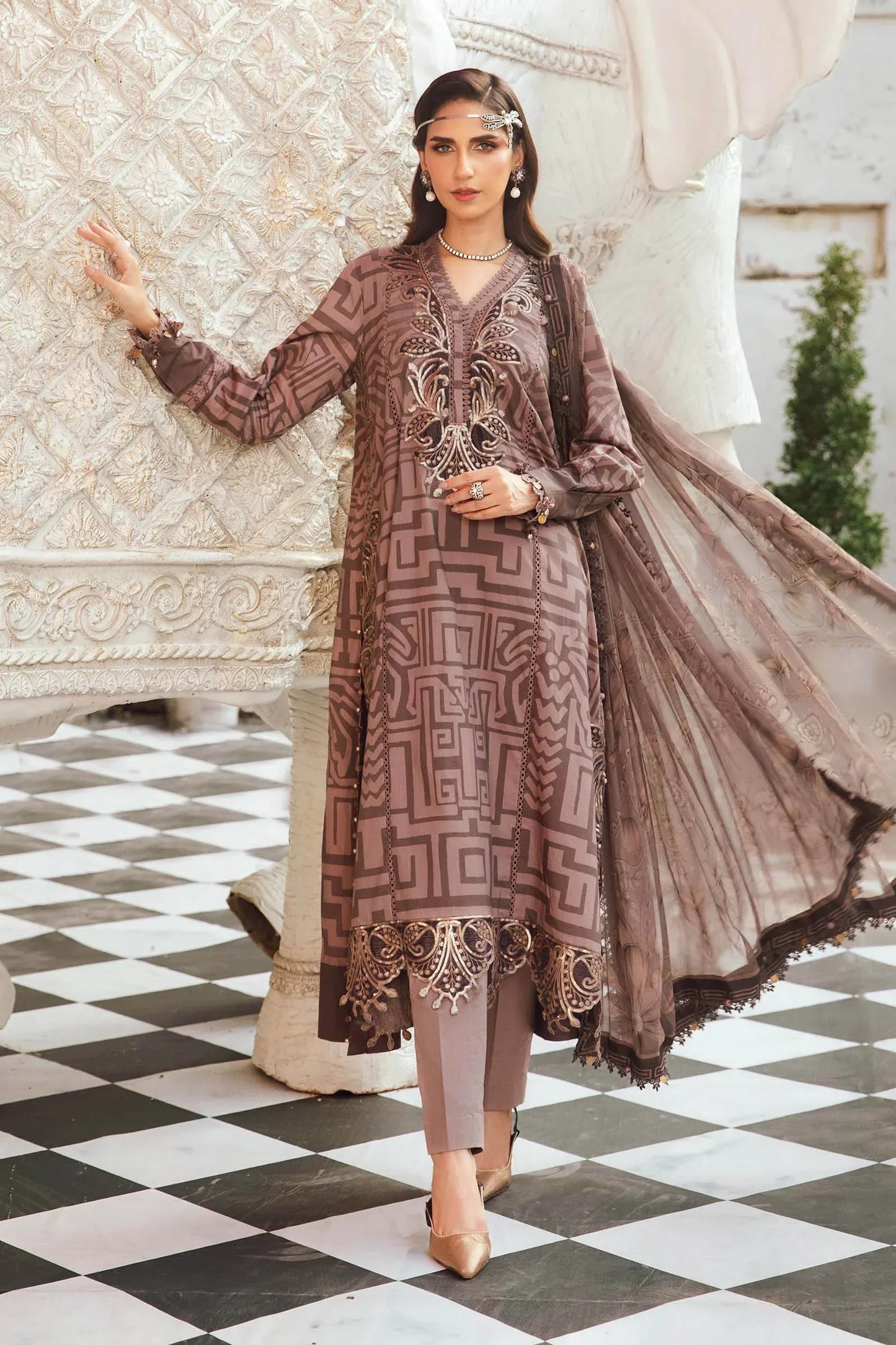Maria.B M-Prints Unstitched '25 - Embroidered Cambric Suit | MPT-2703-B