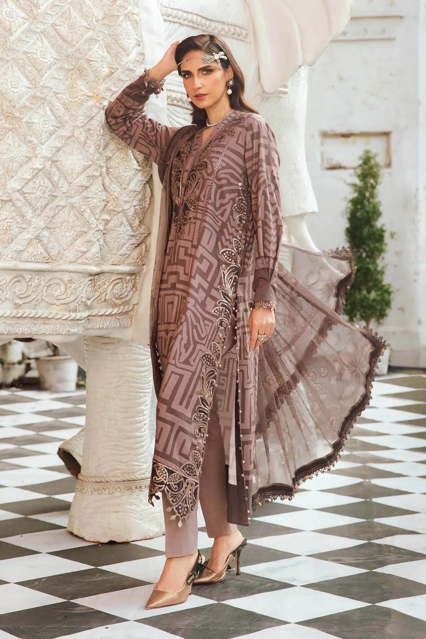 Maria.B M-Prints Unstitched '25 - Embroidered Cambric Suit | MPT-2703-B