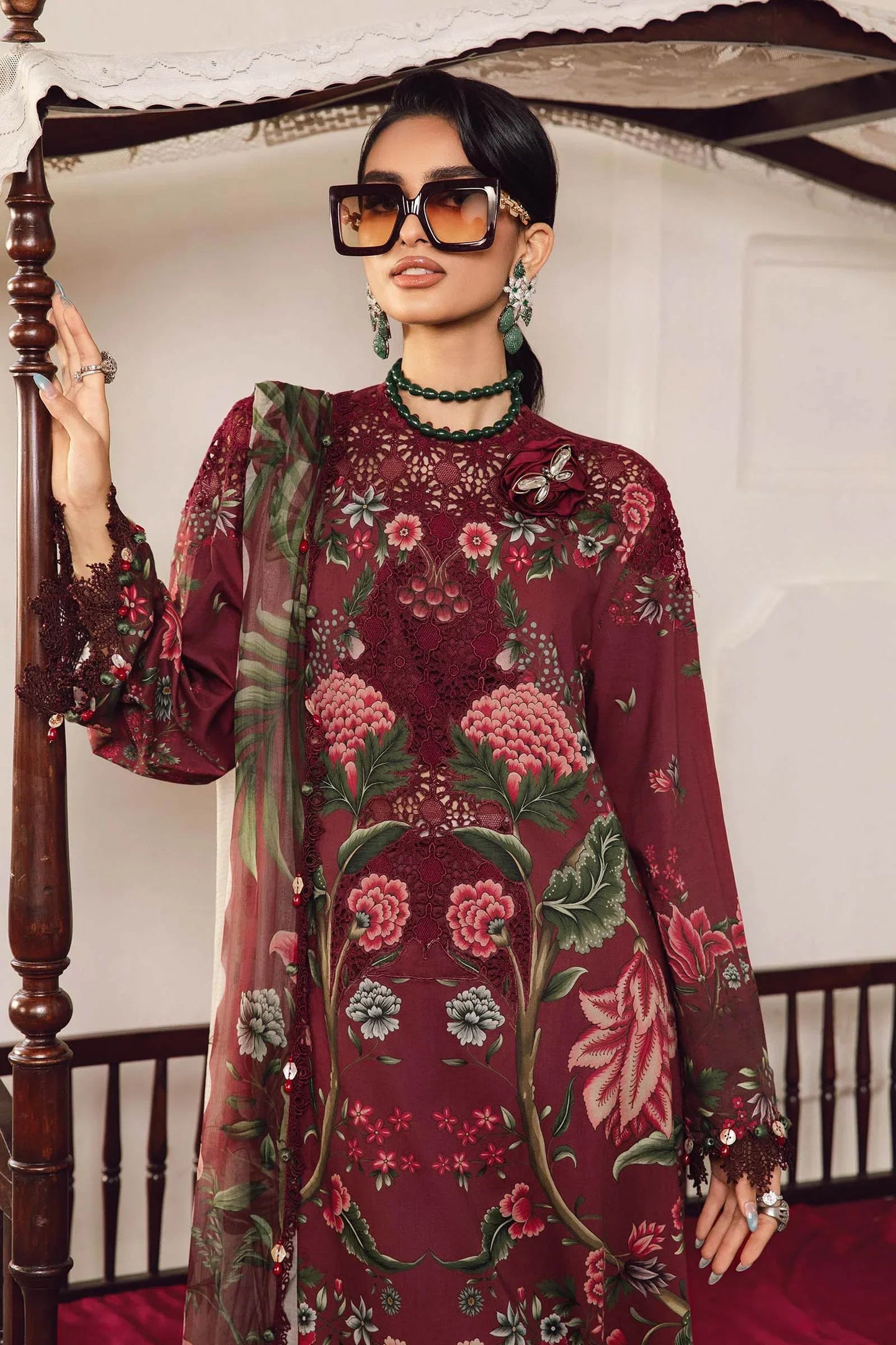 Maria.B M-Prints Unstitched '25 - Embroidered Cambric Suit | MPT-2709-A