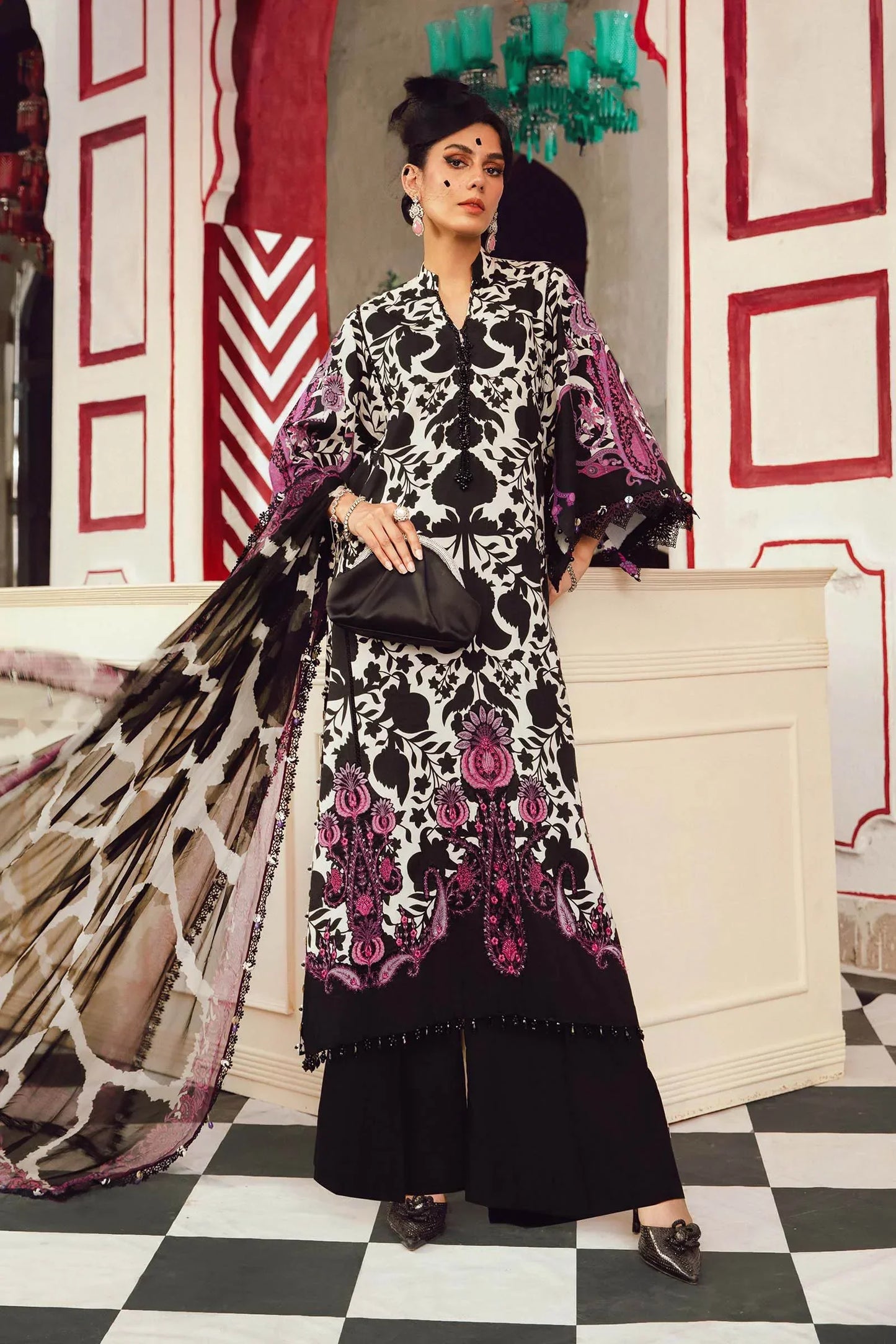 Maria.B M-Prints Unstitched '25 - Embroidered Cambric Suit | MPT-2704-B