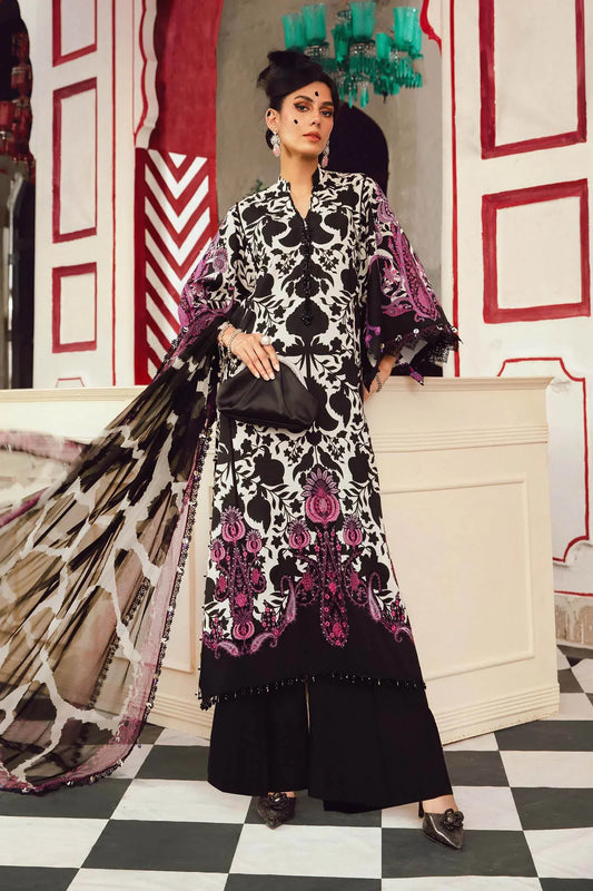 Maria.B M-Prints Unstitched '25 - Embroidered Cambric Suit | MPT-2704-B
