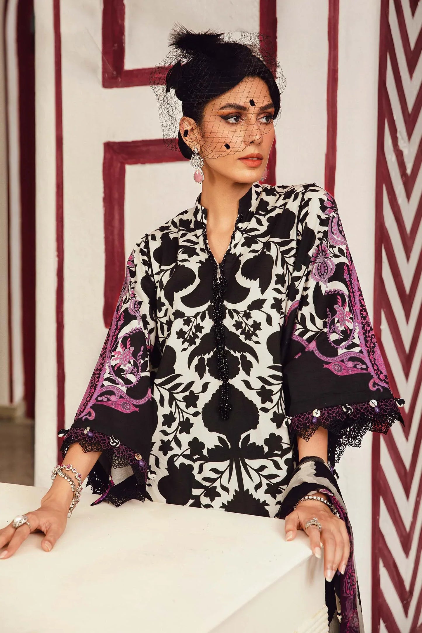 Maria.B M-Prints Unstitched '25 - Embroidered Cambric Suit | MPT-2704-B