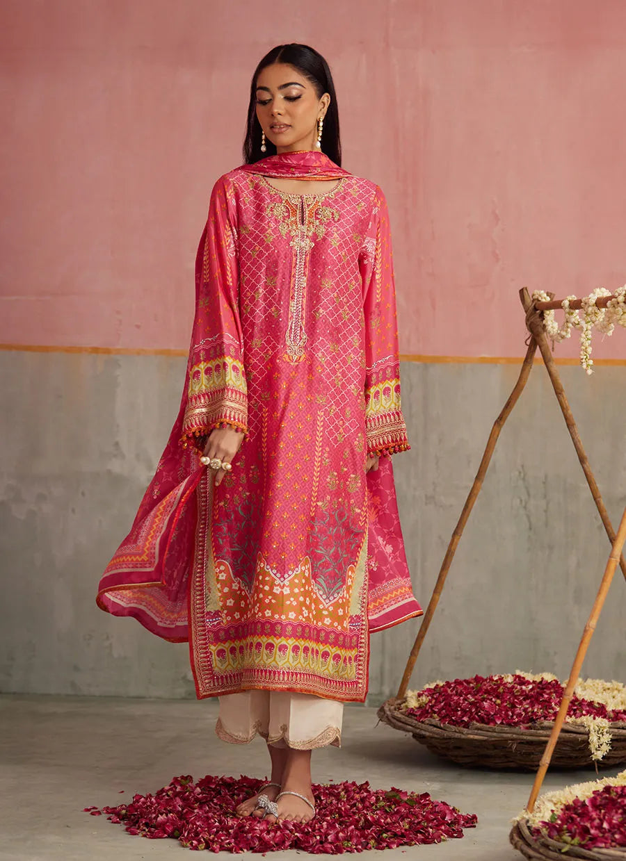 Farah Talib Aziz Mayna Festive Prints '25 - Selin Crimson Shirt And Dupatta