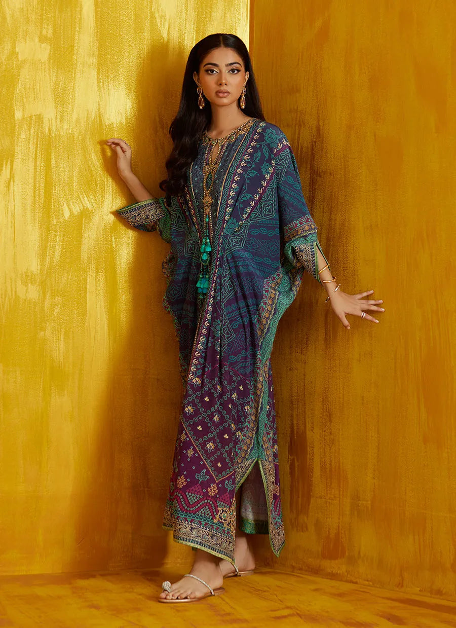 Farah Talib Aziz Mayna Festive Prints '25 - Peridot Ombre Kaftan