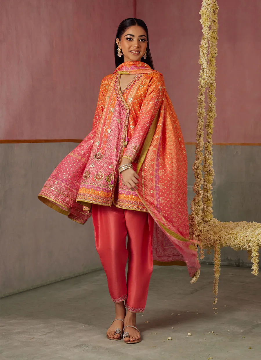 Farah Talib Aziz Mayna Festive Prints '25 - Ananya Ombre Shirt And Dupatta