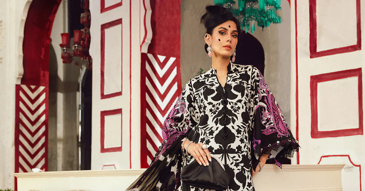 Maria.B M-Prints Unstitched '25 - Embroidered Cambric Suit | MPT-2704-B