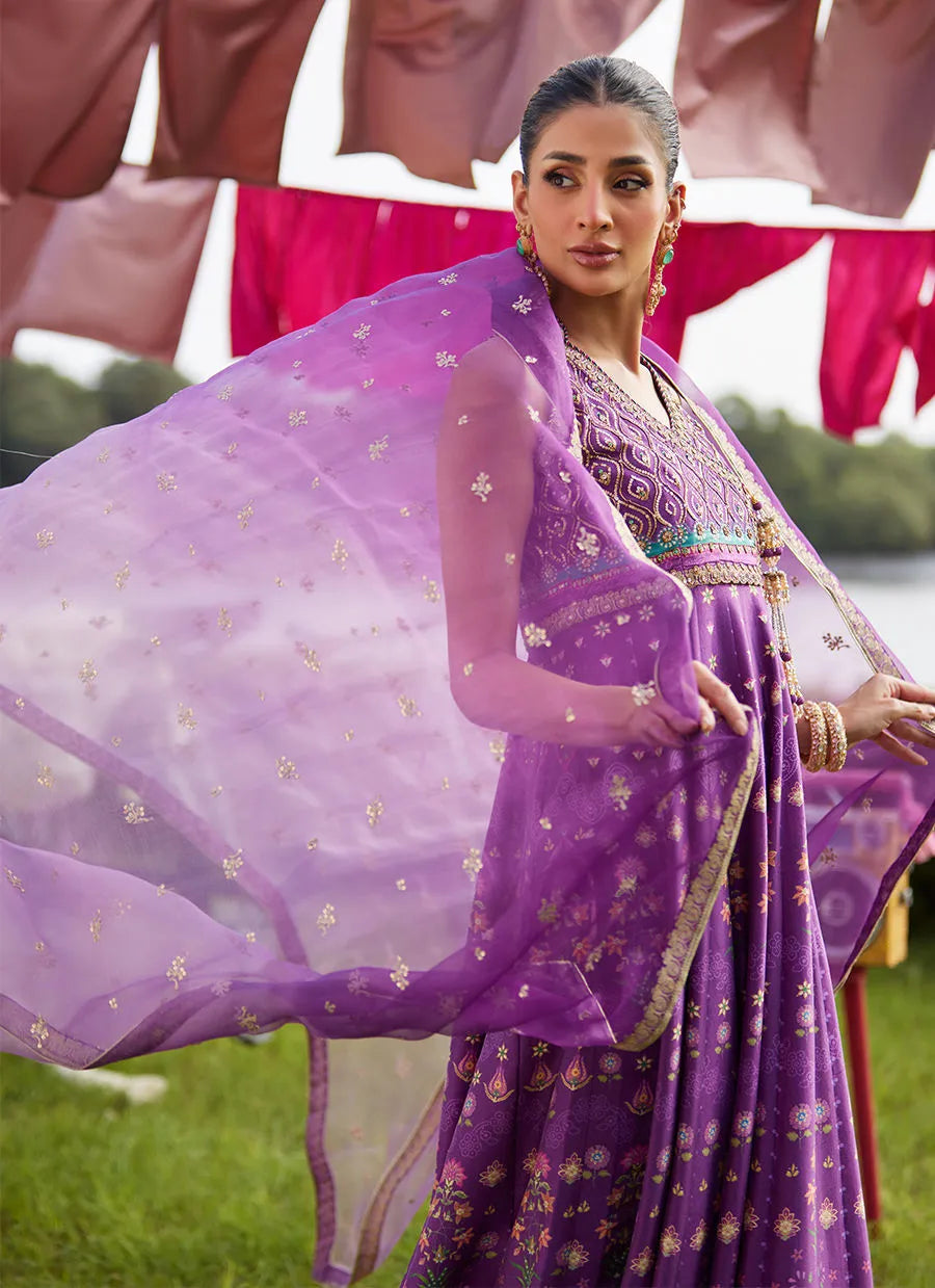Farah Talib Aziz Mayna Festive Luxe Pret '25 - Aurora Aubergine Kalidaar And Dupatta