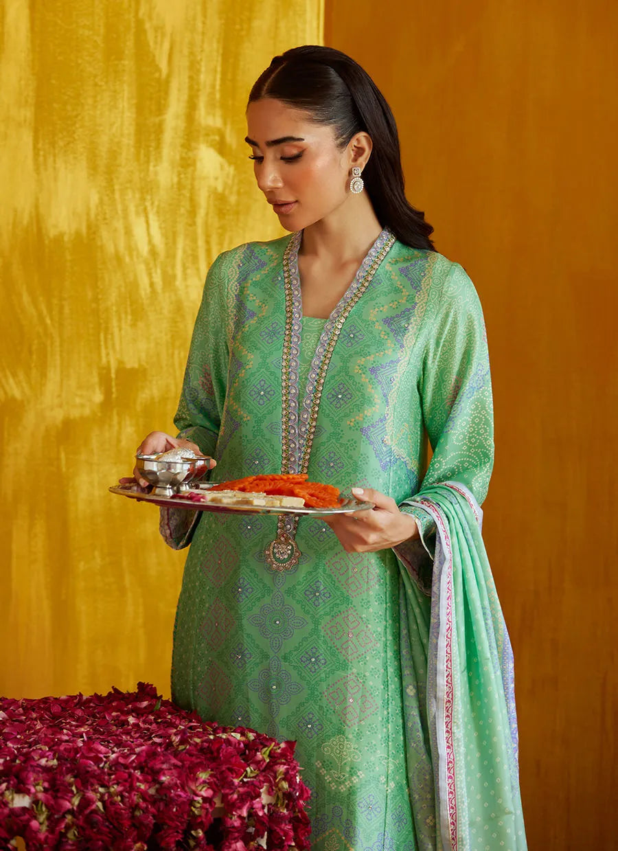 Farah Talib Aziz Mayna Festive Prints '25 - Arina Aqua Shirt And Dupatta