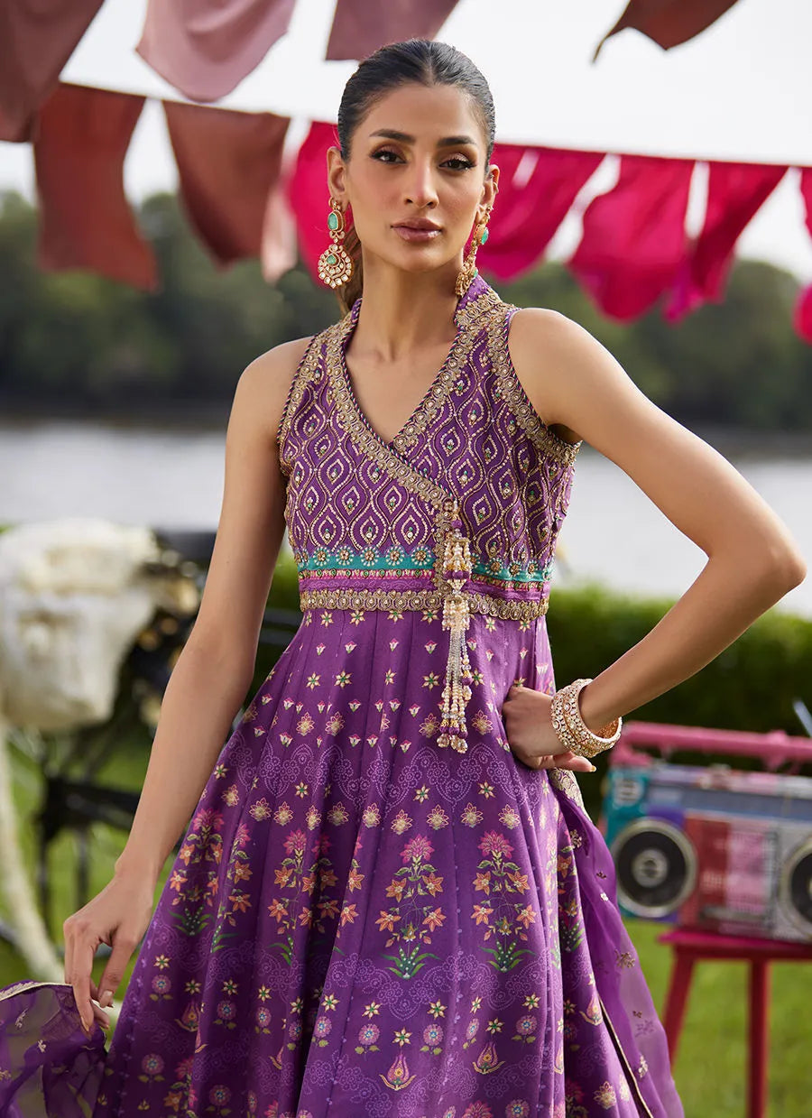 Farah Talib Aziz Mayna Festive Luxe Pret '25 - Aurora Aubergine Kalidaar And Dupatta