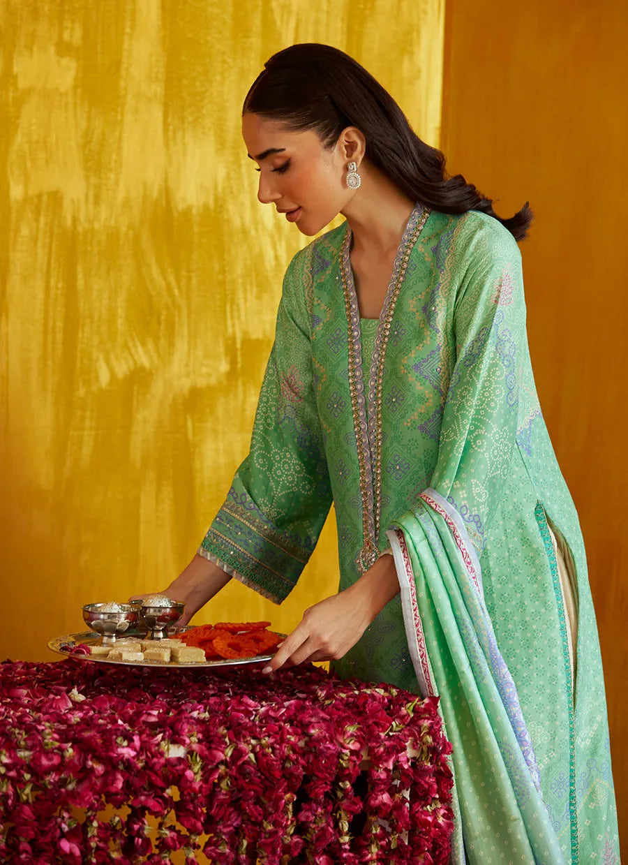 Farah Talib Aziz Mayna Festive Prints '25 - Arina Aqua Shirt And Dupatta