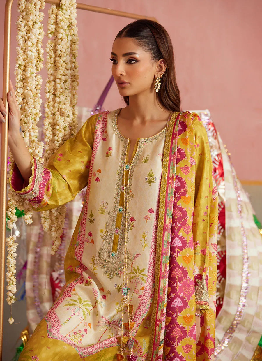 Farah Talib Aziz Mayna Festive Prints '25 - Arabella Kiwi Shirt And Dupatta