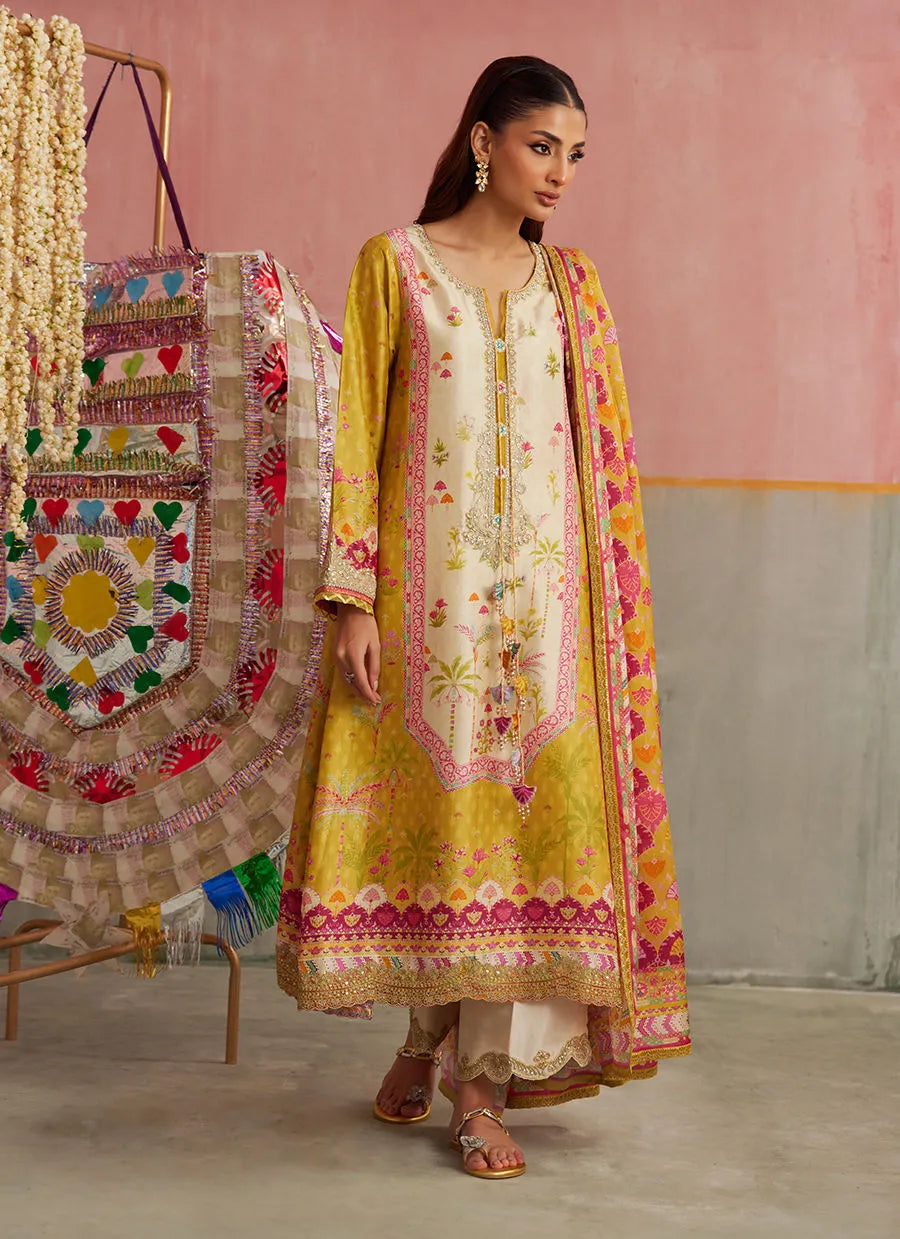 Farah Talib Aziz Mayna Festive Prints '25 - Arabella Kiwi Shirt And Dupatta