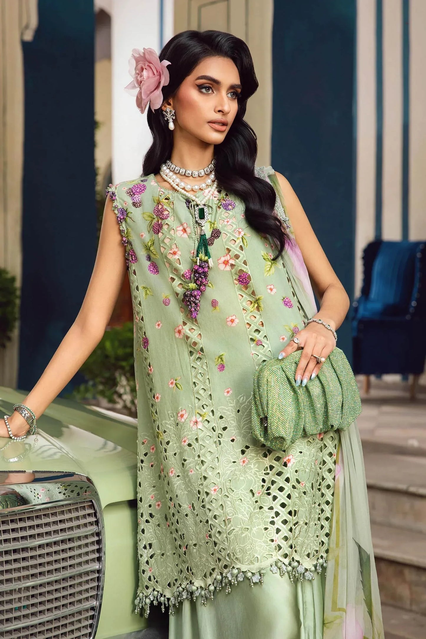 Maria.B M-Prints Unstitched '25 - Embroidered Cambric Suit | MPT-2706-A