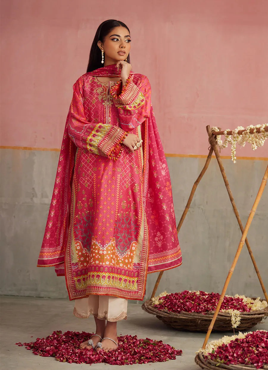 Farah Talib Aziz Mayna Festive Prints '25 - Selin Crimson Shirt And Dupatta