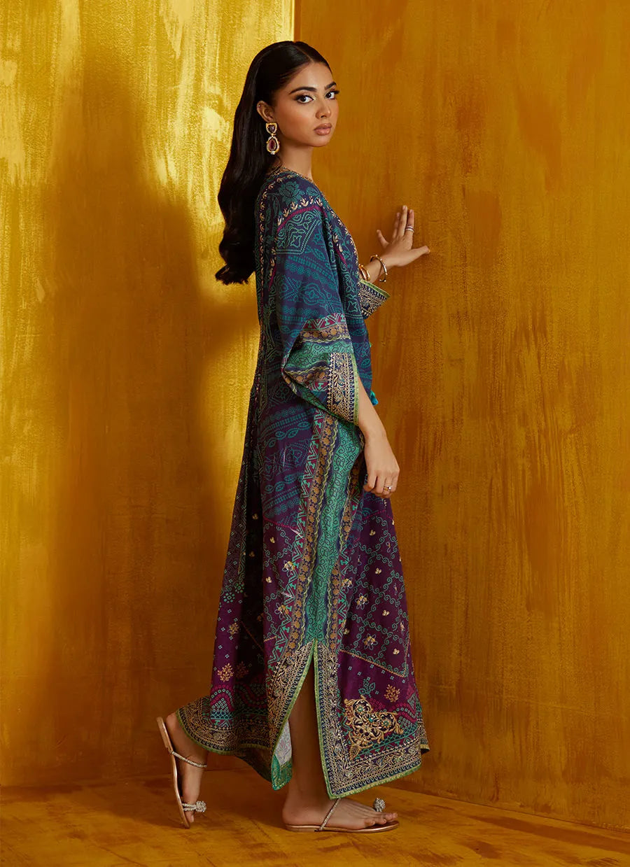 Farah Talib Aziz Mayna Festive Prints '25 - Peridot Ombre Kaftan
