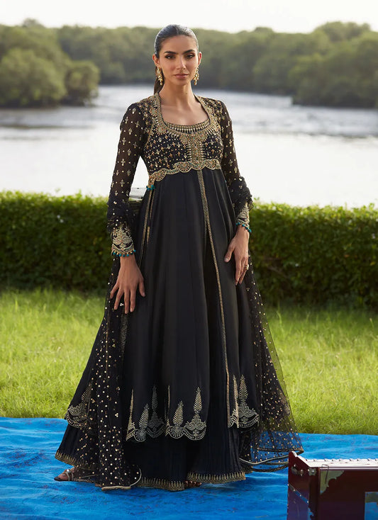Farah Talib Aziz Mayna Festive Luxe Pret '25 - Mehzar Black Kalidaar And Dupatta