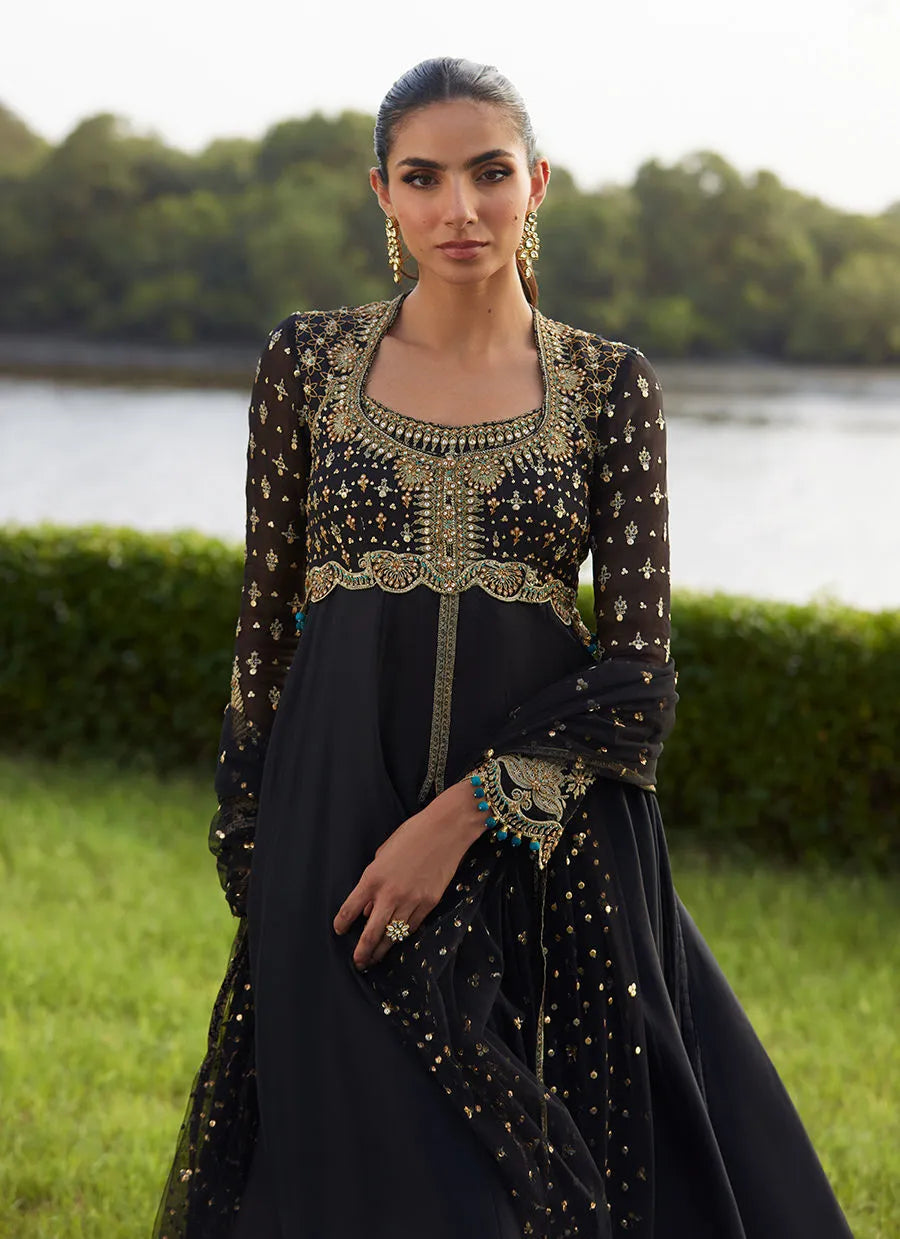 Farah Talib Aziz Mayna Festive Luxe Pret '25 - Mehzar Black Kalidaar And Dupatta