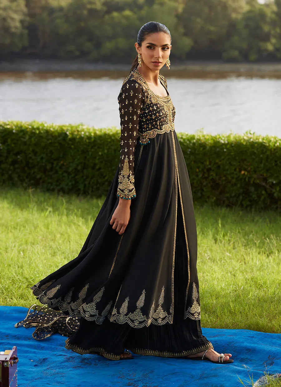 Farah Talib Aziz Mayna Festive Luxe Pret '25 - Mehzar Black Kalidaar And Dupatta