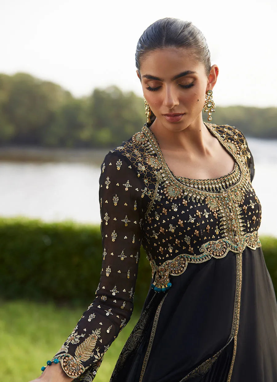Farah Talib Aziz Mayna Festive Luxe Pret '25 - Mehzar Black Kalidaar And Dupatta
