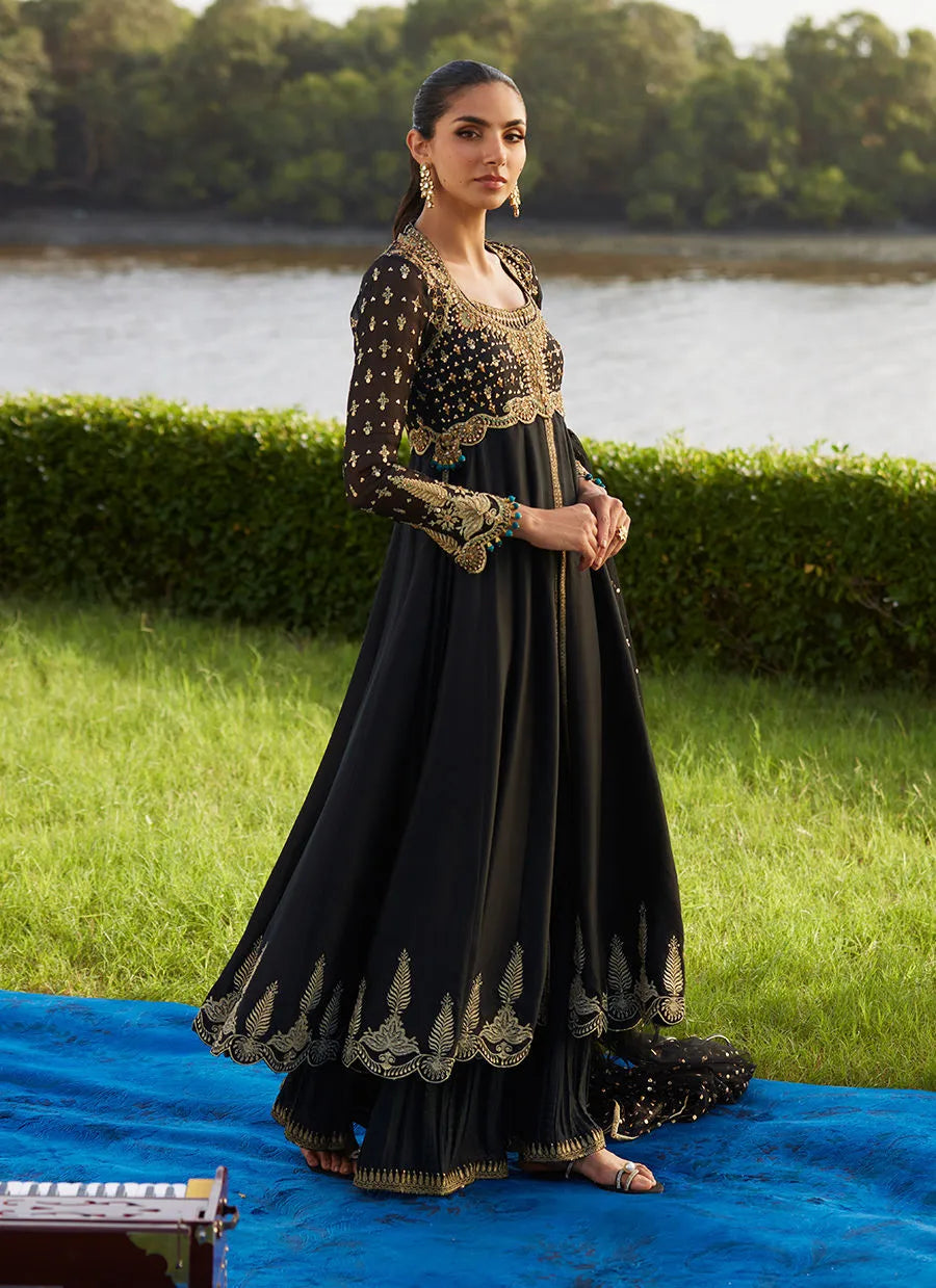 Farah Talib Aziz Mayna Festive Luxe Pret '25 - Mehzar Black Kalidaar And Dupatta