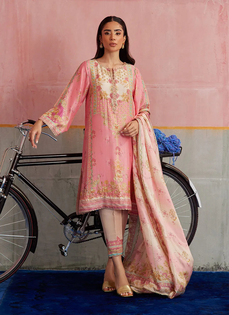 Farah Talib Aziz Mayna Festive Prints '25 - Vic Blush Shirt And Dupatta