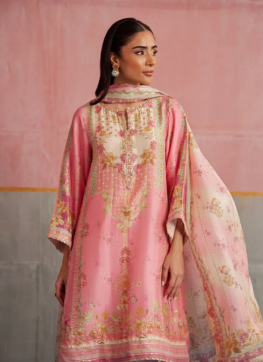Farah Talib Aziz Mayna Festive Prints '25 - Vic Blush Shirt And Dupatta