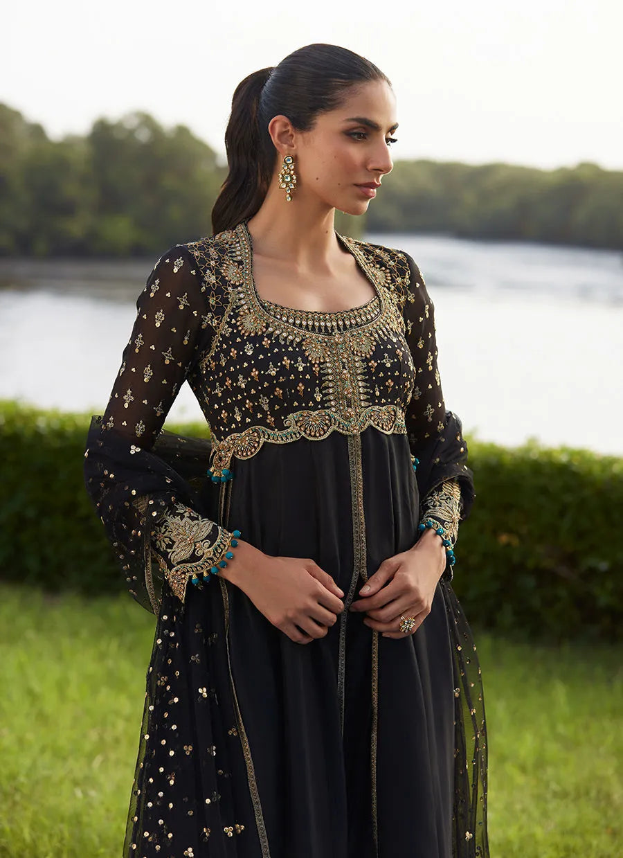 Farah Talib Aziz Mayna Festive Luxe Pret '25 - Mehzar Black Kalidaar And Dupatta