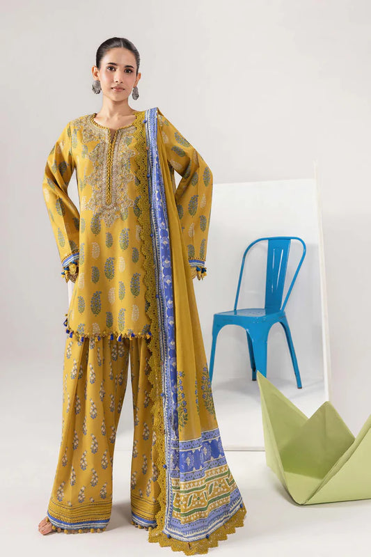 3 Pc Unstitched Embroidered Lawn Suit - MB-CUSV13-05B