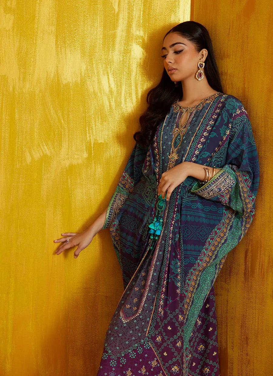 Farah Talib Aziz Mayna Festive Prints '25 - Peridot Ombre Kaftan