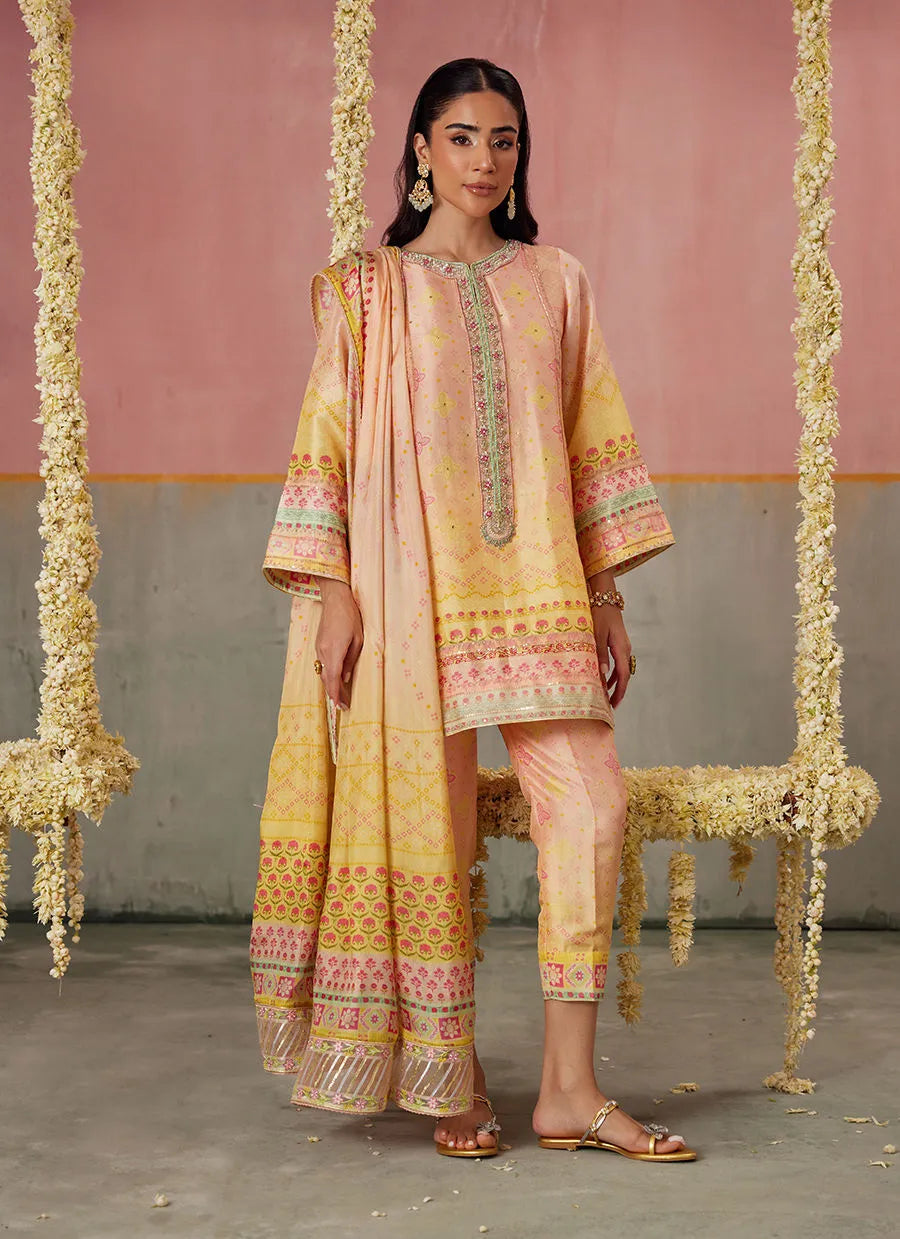 Farah Talib Aziz Mayna Festive Prints '25 - Livvy Ombre Shirt And Dupatta