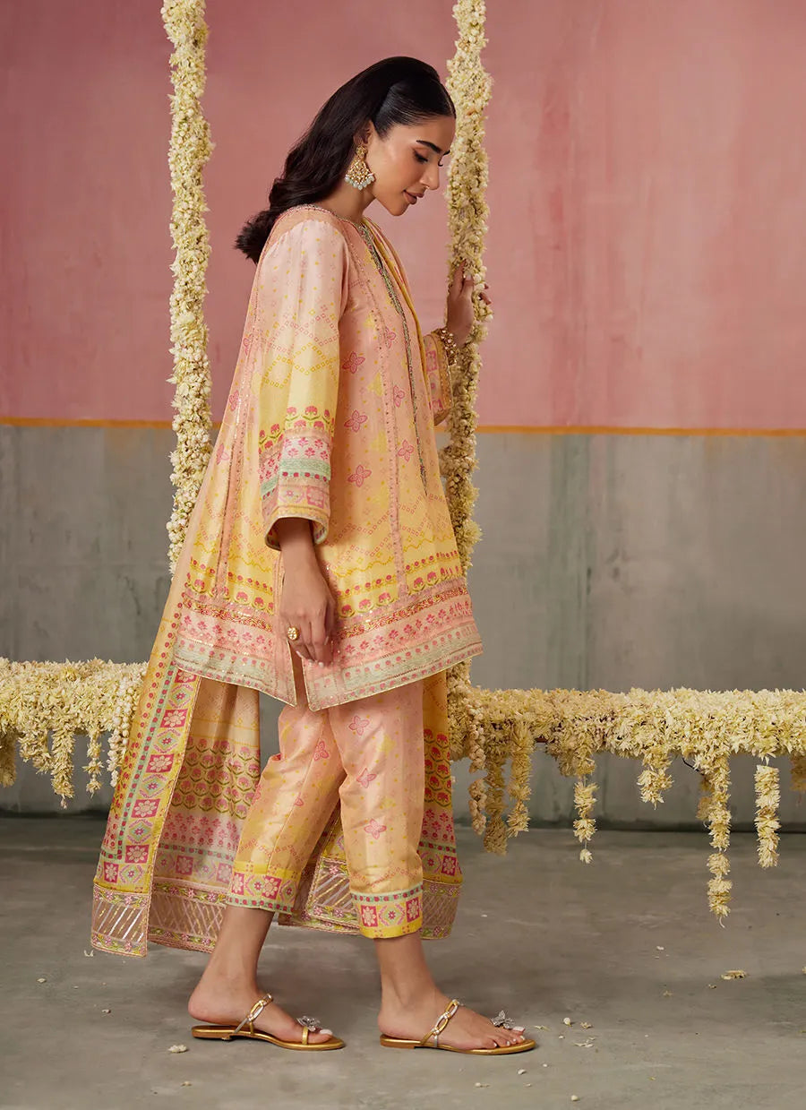 Farah Talib Aziz Mayna Festive Prints '25 - Livvy Ombre Shirt And Dupatta