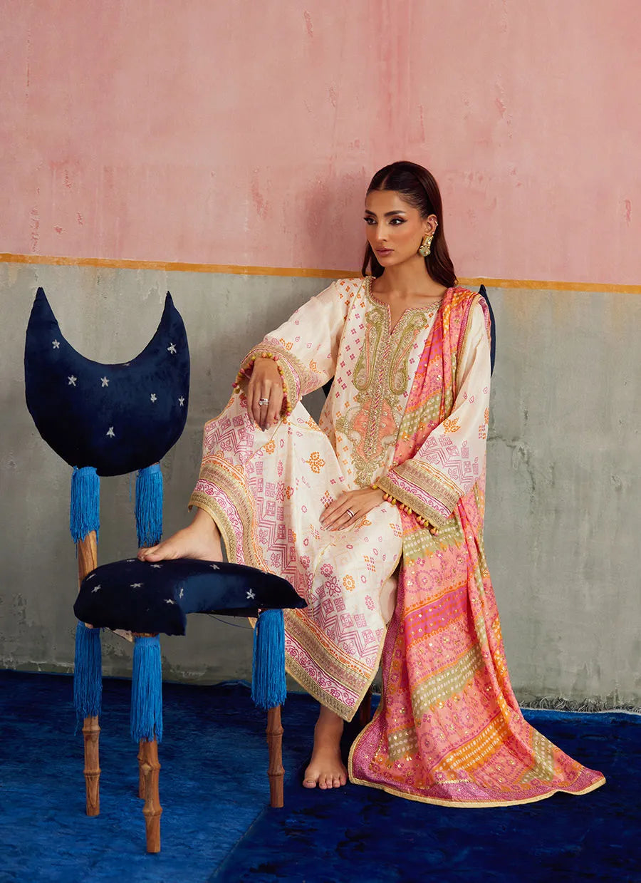 Farah Talib Aziz Mayna Festive Prints '25 - Isa Ivory Shirt and Dupatta