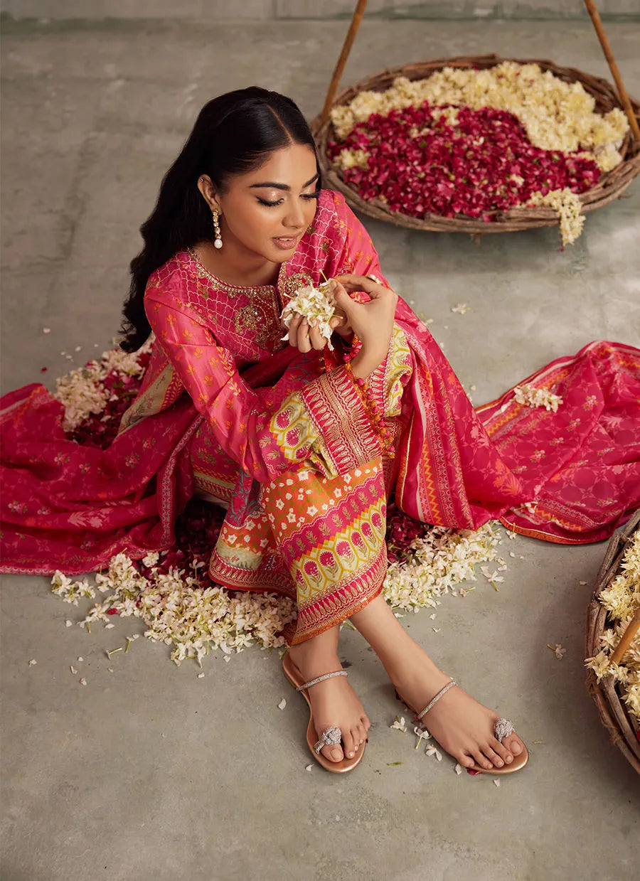 Farah Talib Aziz Mayna Festive Prints '25 - Selin Crimson Shirt And Dupatta