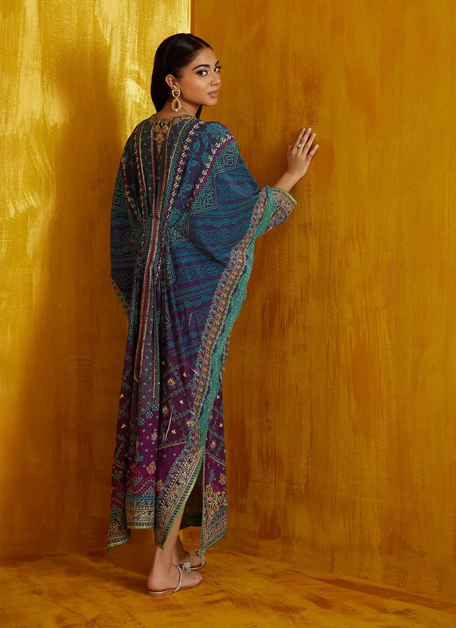 Farah Talib Aziz Mayna Festive Prints '25 - Peridot Ombre Kaftan