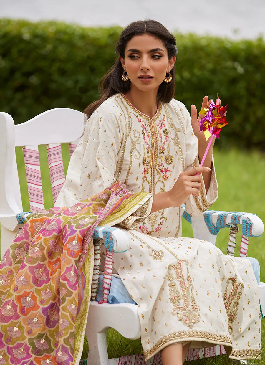 Farah Talib Aziz Mayna Festive Luxe Pret '25 - Ember Ivory Kurta And Dupatta