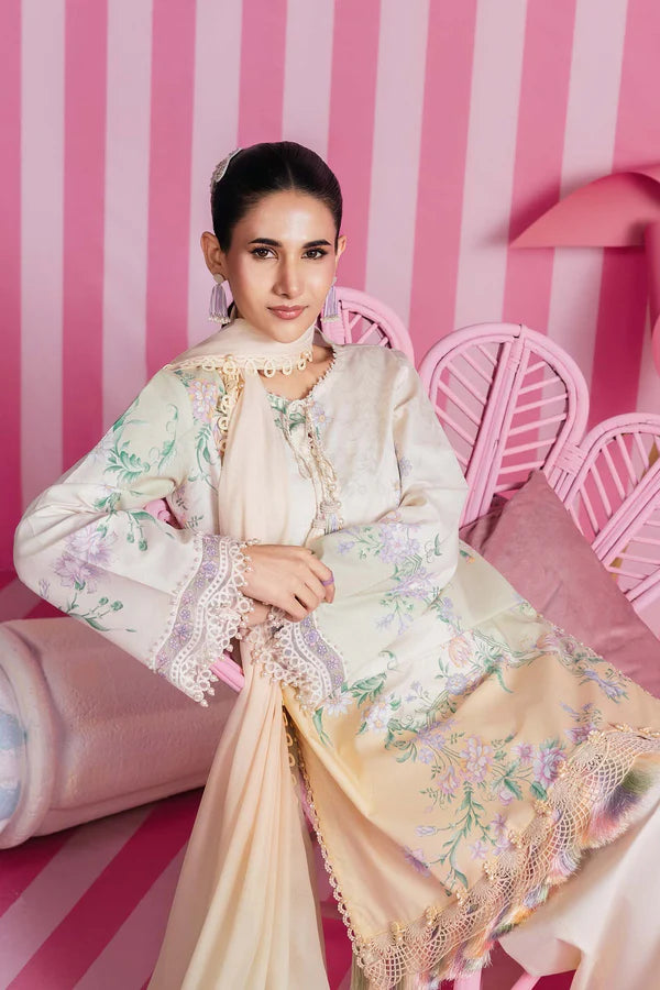 3 Pc Unstitched Embroidered Lawn Suit - MB-CUSV13-07A