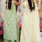 CELADON SPRUCE-3 PIECE EMBROIDERED JACQUARD SUIT